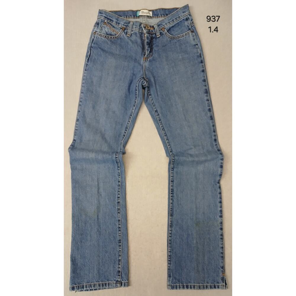 Wrangler (3/4x34) Straight Leg Boot Cut Blue Denim Jeans